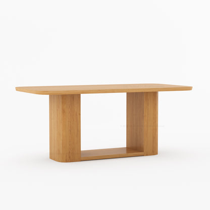 Selma Rounded Edge Solid Wood Dining Table with Double Pedestal Base