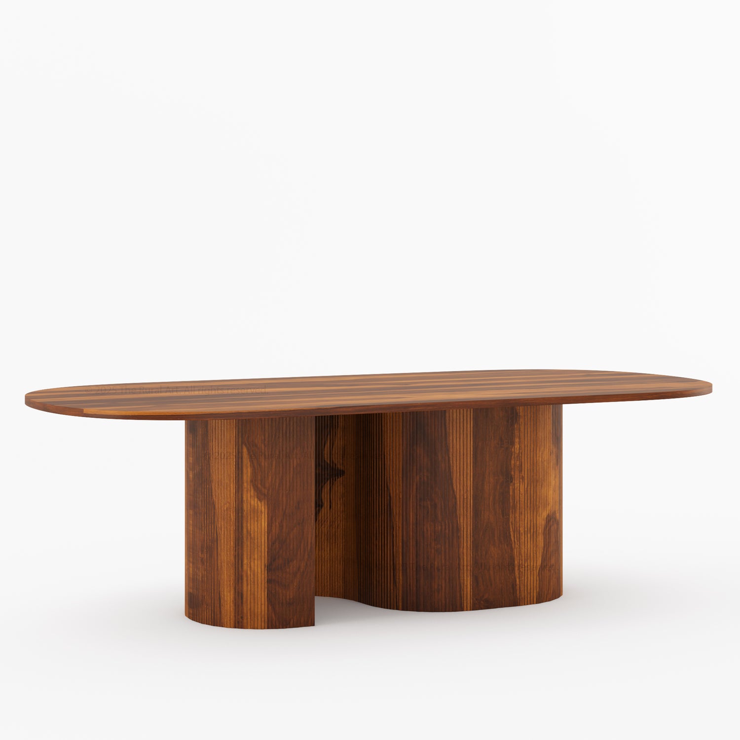 Connersville Modern Stone Top Dining Table with Sculptural Fluted Pedestal Base
