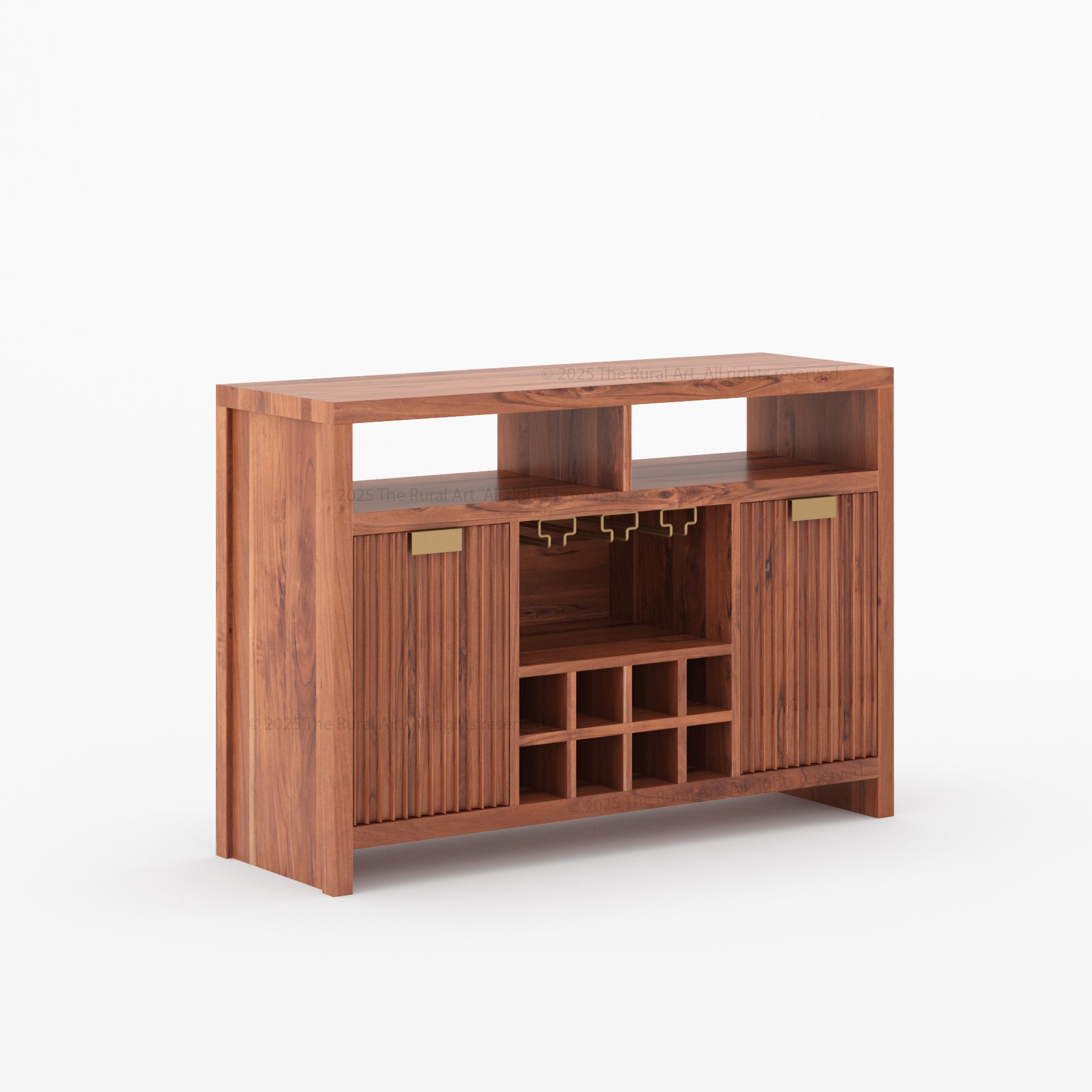 Montecito Black Wine Bar Cabinet Solid Wood Sideboard with Glass Rack &amp; Bottle Storage