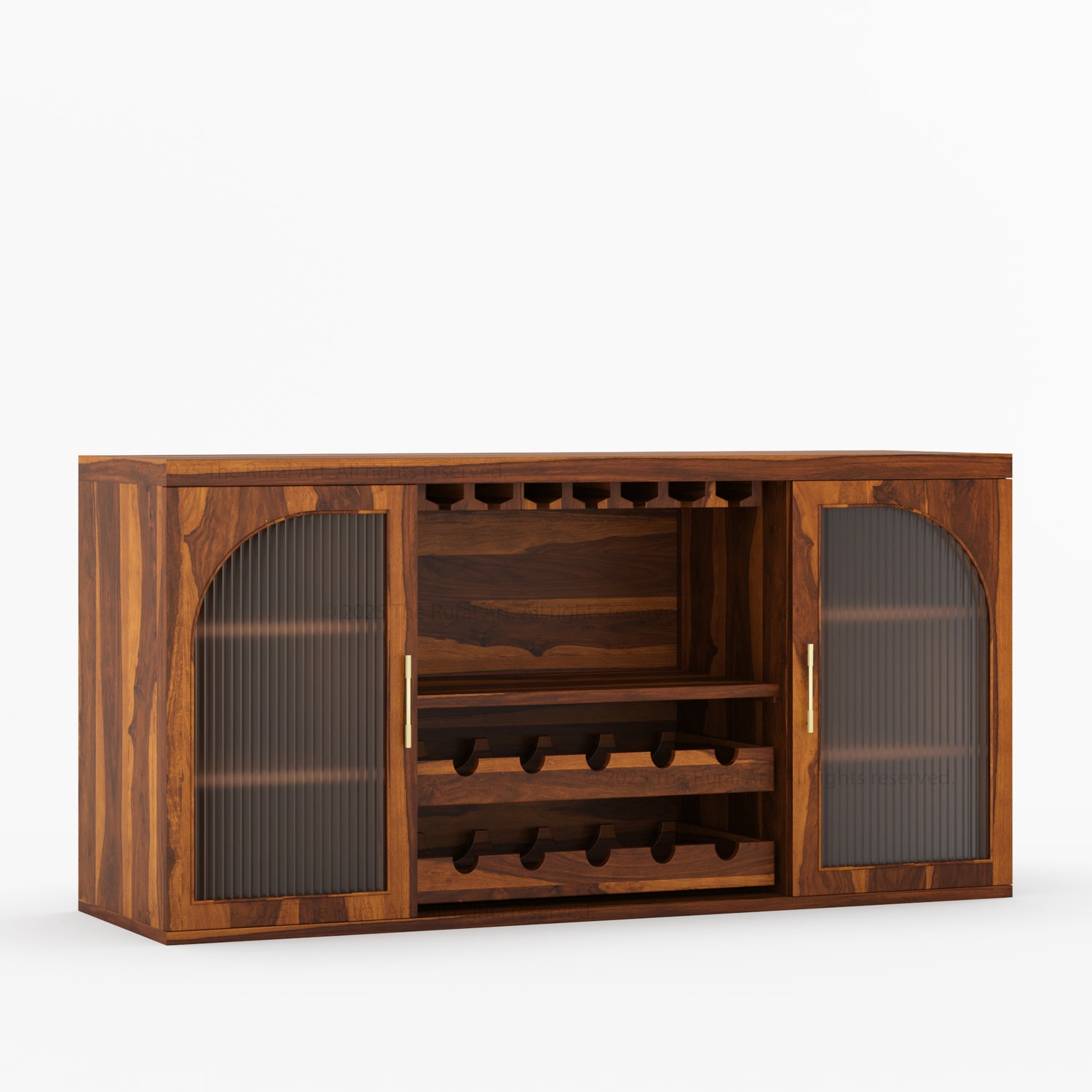 Shelbyville Arched Fluted-Glass Wine Bar Cabinet