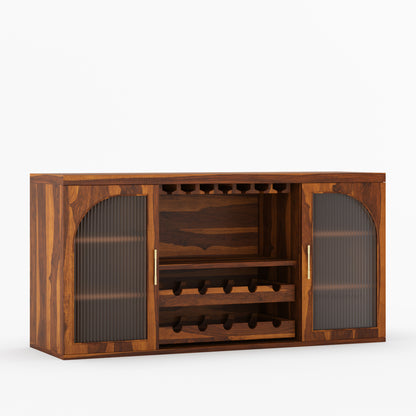 Shelbyville Arched Fluted-Glass Wine Bar Cabinet
