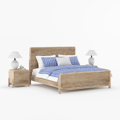Lewes Fluted Wood 6-Piece Bedroom Set | Solid Wood Bed, Nightstands, Dresser, Mirror &amp; Bench