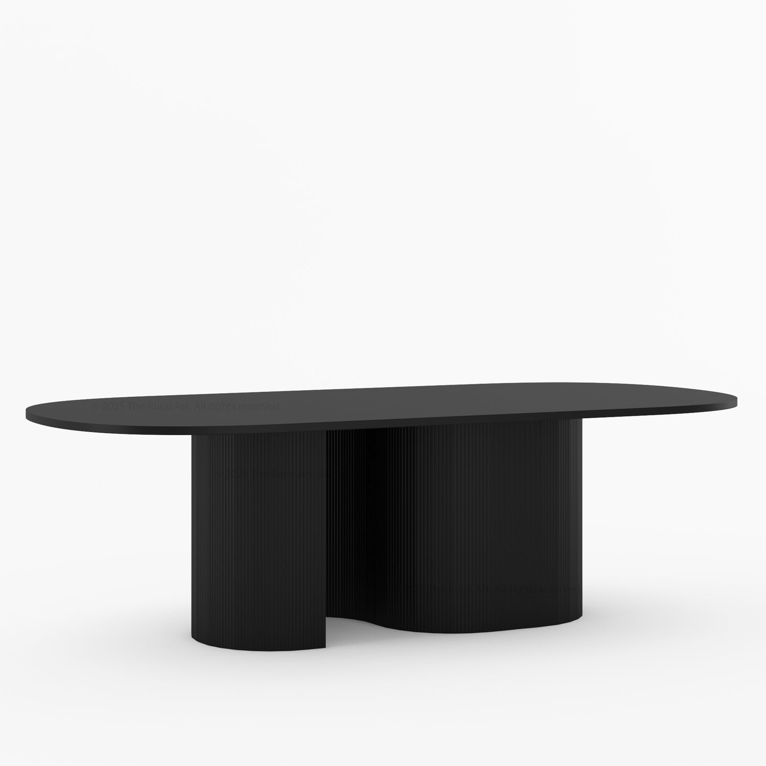 Connersville Modern Stone Top Dining Table with Sculptural Fluted Pedestal Base