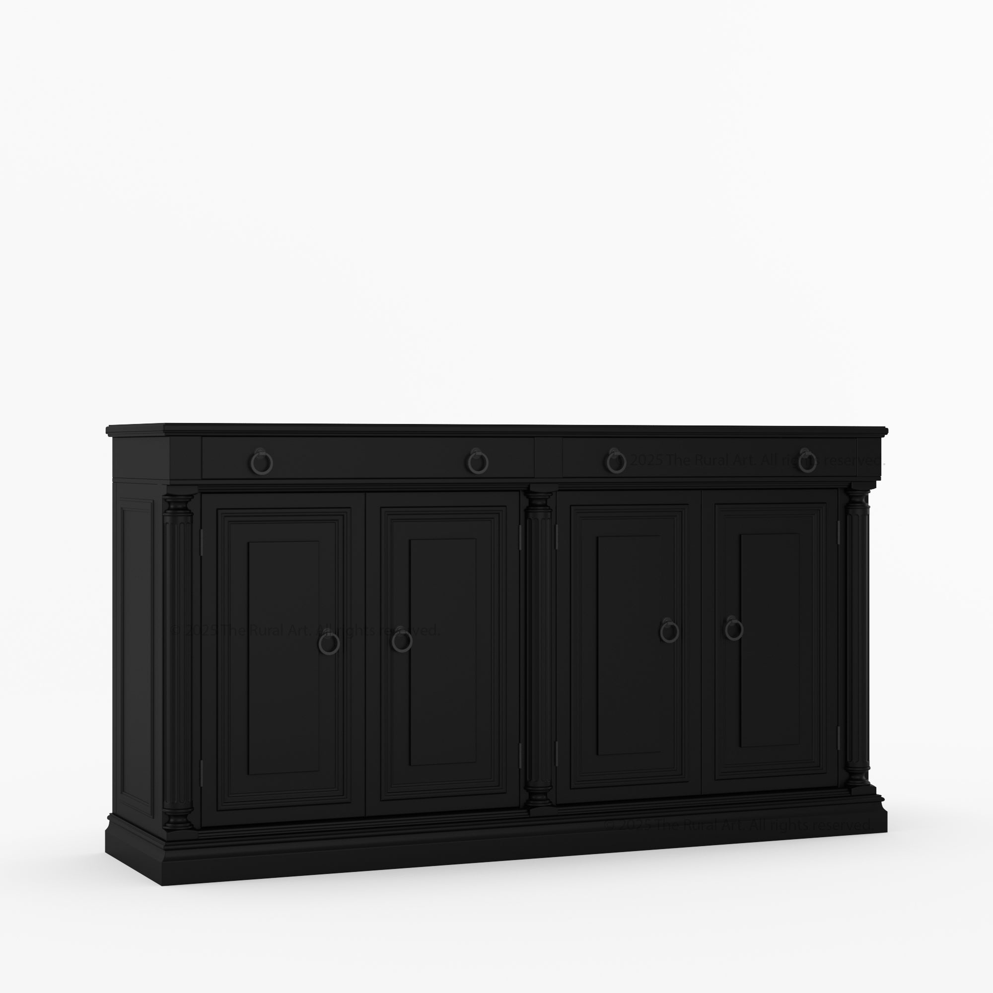 San Pedro Solid Wood Four Door Sideboard with Black Top