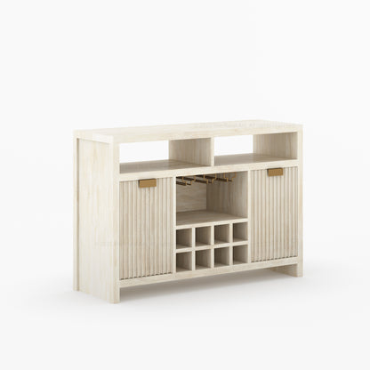 Montecito Black Wine Bar Cabinet Solid Wood Sideboard with Glass Rack &amp; Bottle Storage