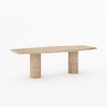 Winslow Sculpted Solid Wood Dining Table with Dual Pedestal Base