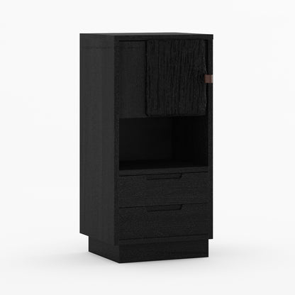 Nome Modern Solid Wood 3-Piece Bedroom Set with Attached Nightstands