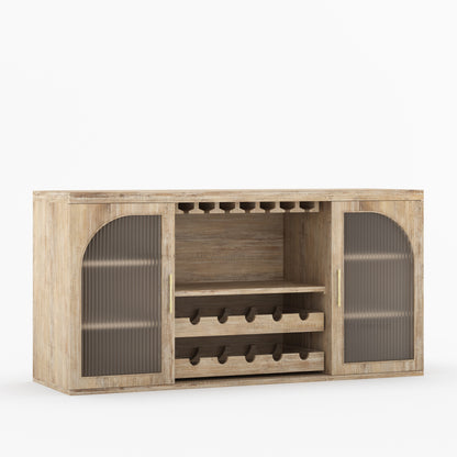 Shelbyville Arched Fluted-Glass Wine Bar Cabinet