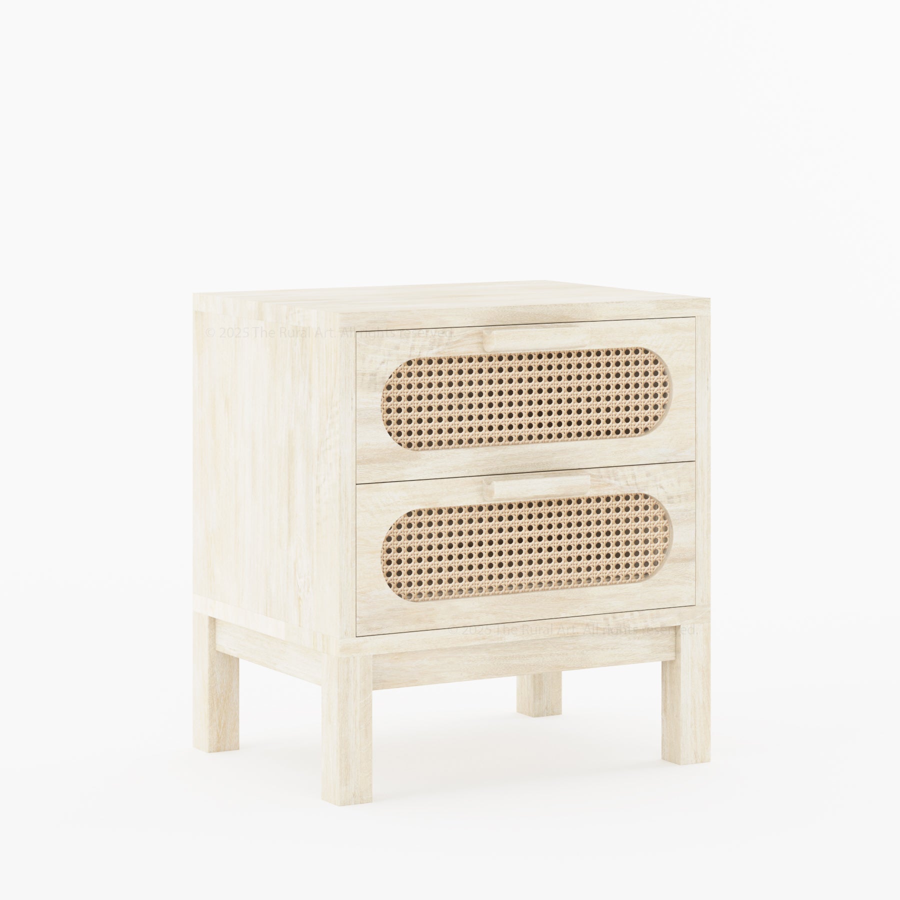 Davis Cane Front Solid Wood Nightstand
