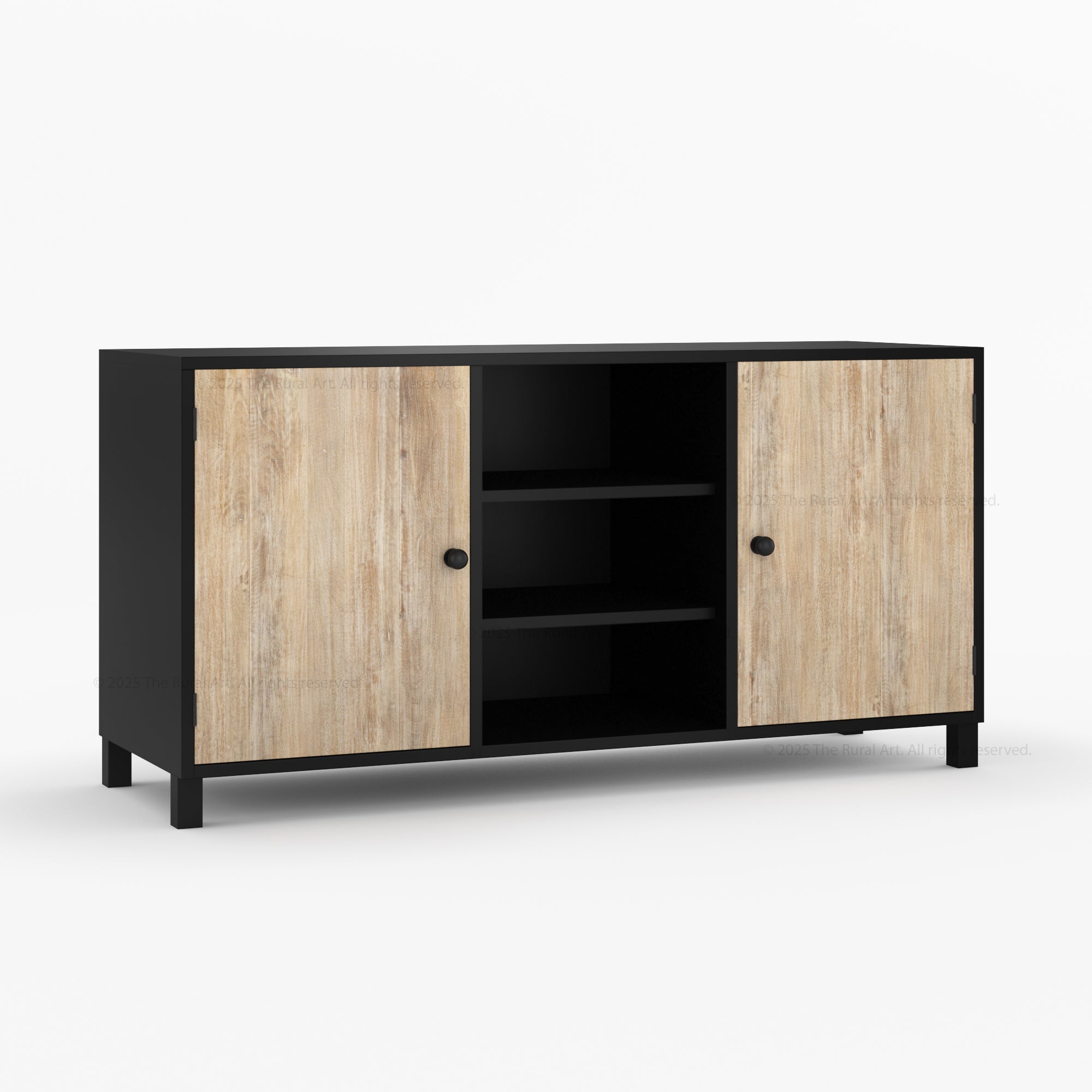 Ashland Real Wood Sideboard Buffet in Dual Tone Black Finish