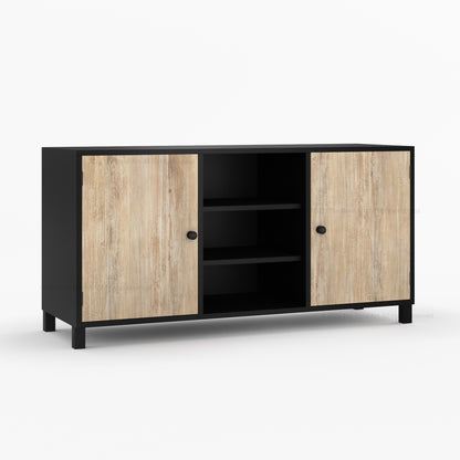 Ashland Real Wood Sideboard Buffet in Dual Tone Black Finish