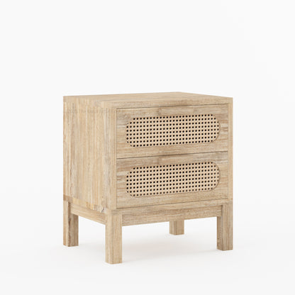 Davis Cane Front Solid Wood Nightstand