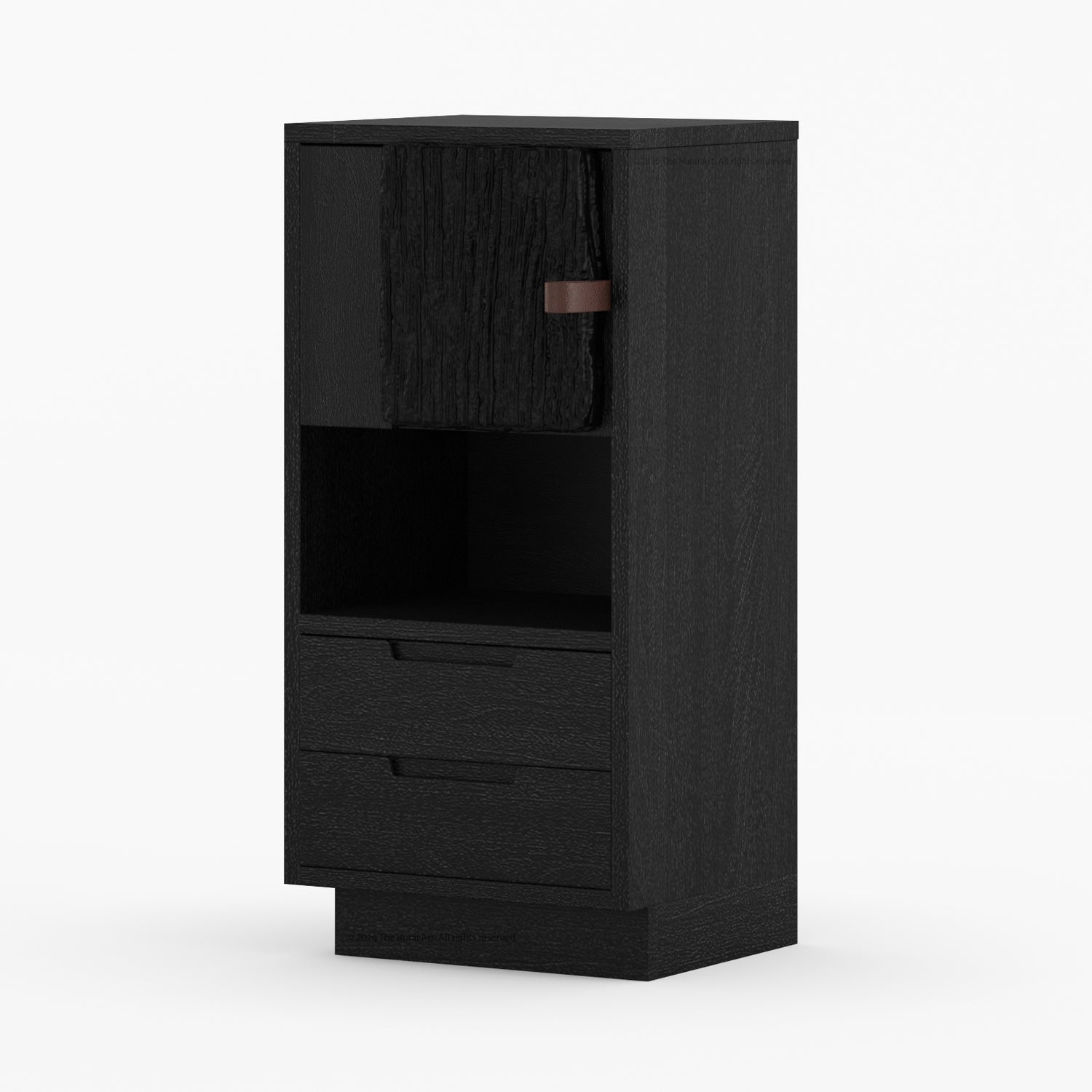 Nome Modern Solid Wood 3-Piece Bedroom Set with Attached Nightstands