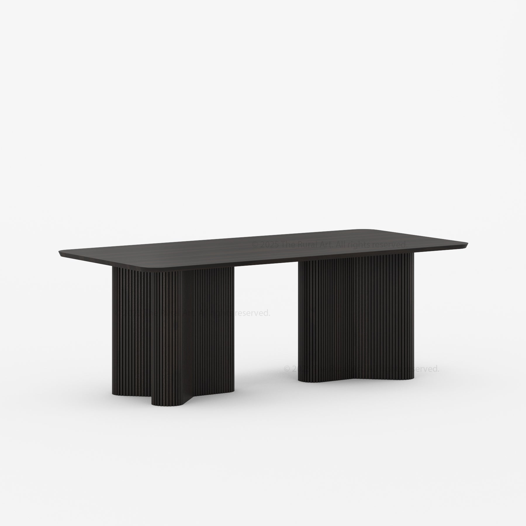 Valdez Fluted Solid Wood Dining Table with Wood or Marble Top