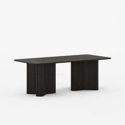 Valdez Fluted Solid Wood Dining Table with Wood or Marble Top
