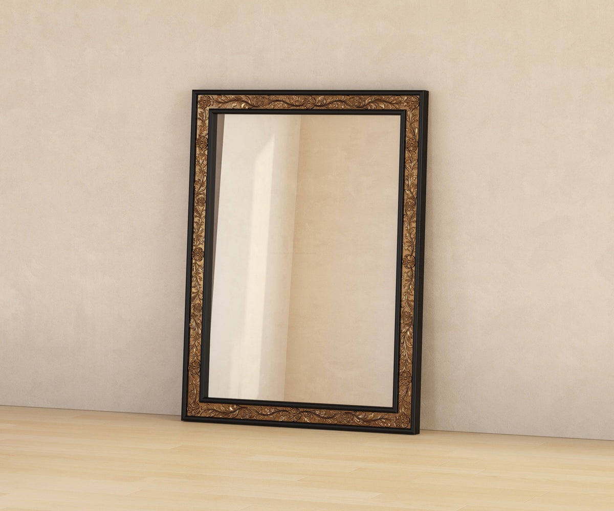 Versailles Grandeur Solid Wood Mirror Frame with Gold Leaf Carved Details