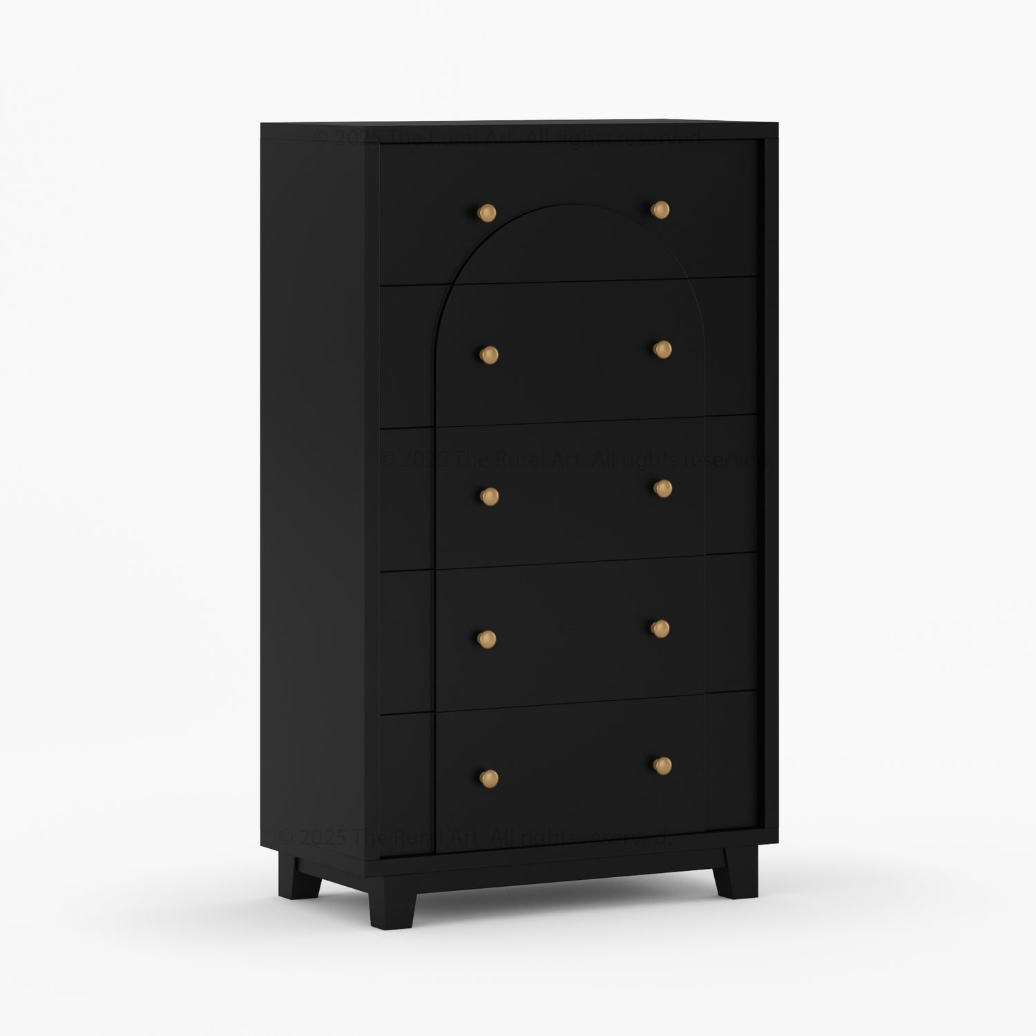 Livingston Solid Wood Dresser with Arched Front &amp; Brass Knobs