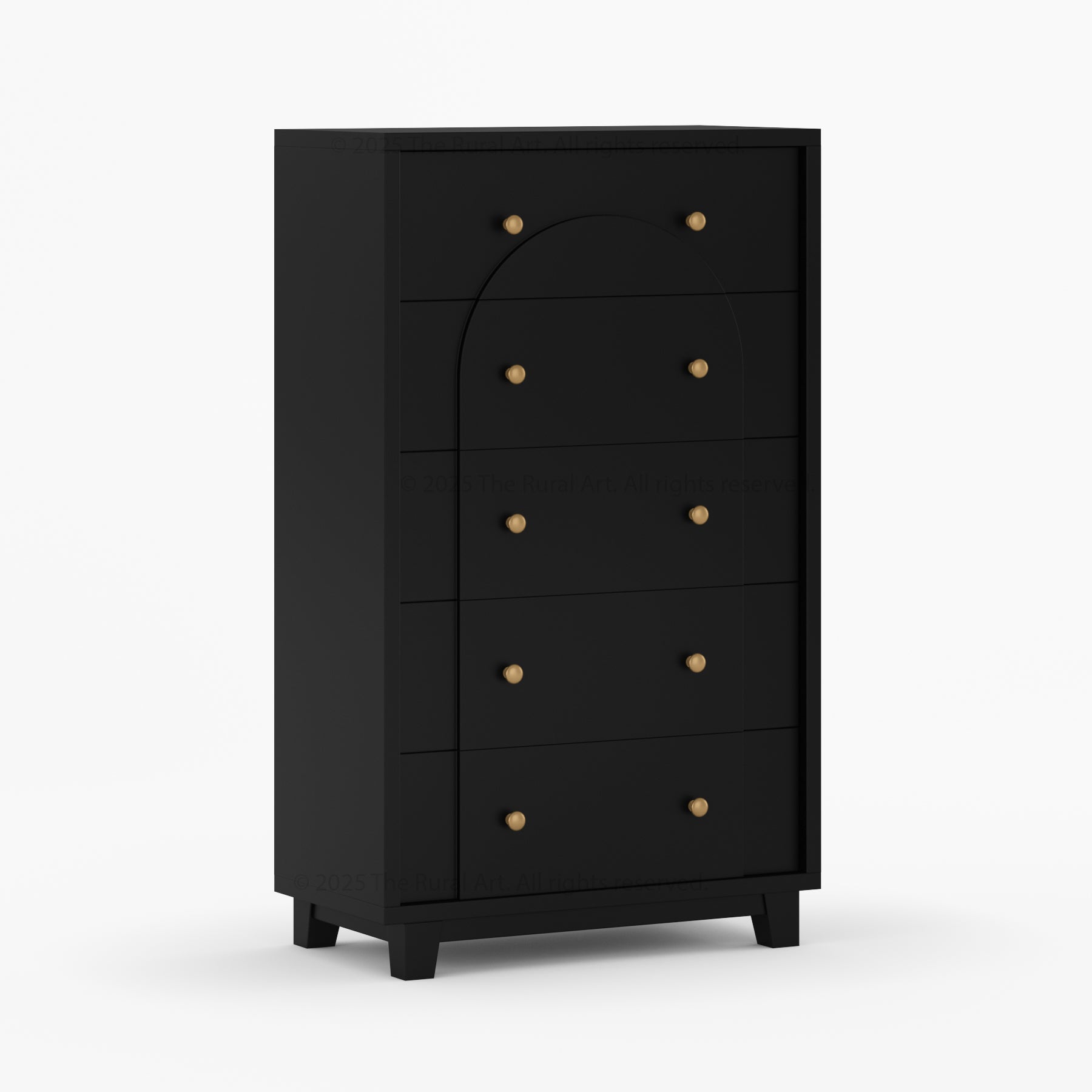 Livingston Solid Wood Dresser with Arched Front &amp; Brass Knobs