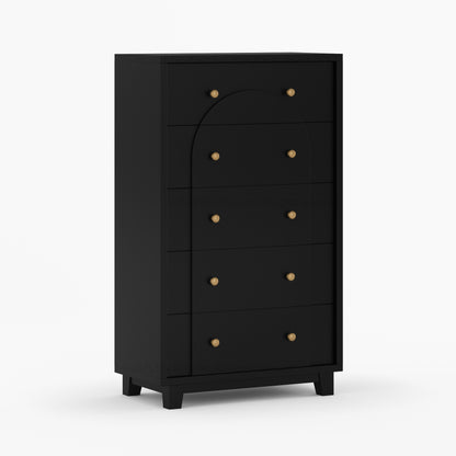 Livingston Solid Wood Dresser with Arched Front &amp; Brass Knobs