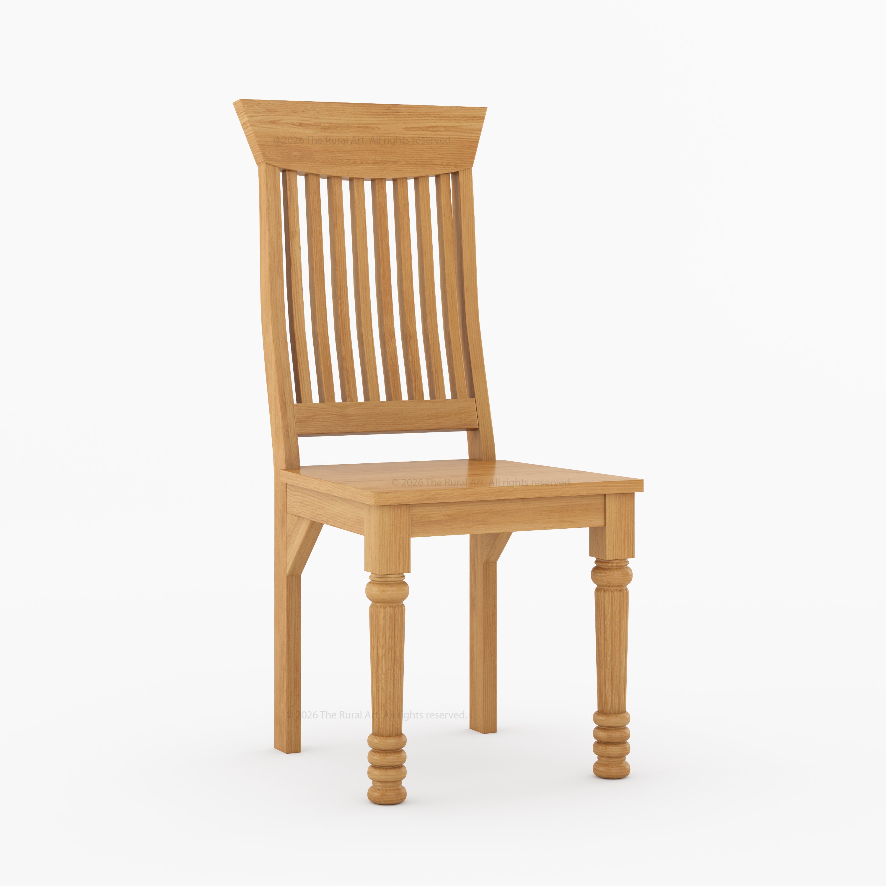 Indiana Solid Wood Slat Back Dining Chair with Turned Fluted Legs