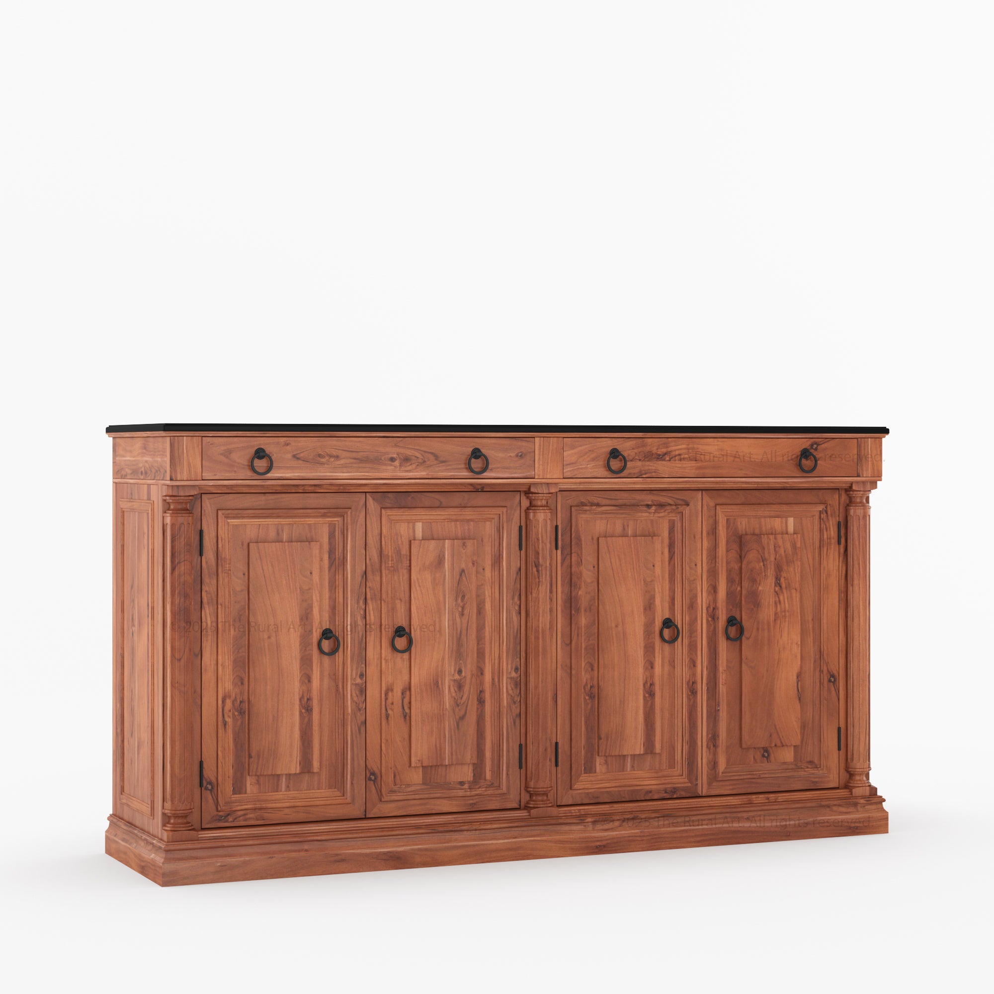 San Pedro Solid Wood Four Door Sideboard with Black Top