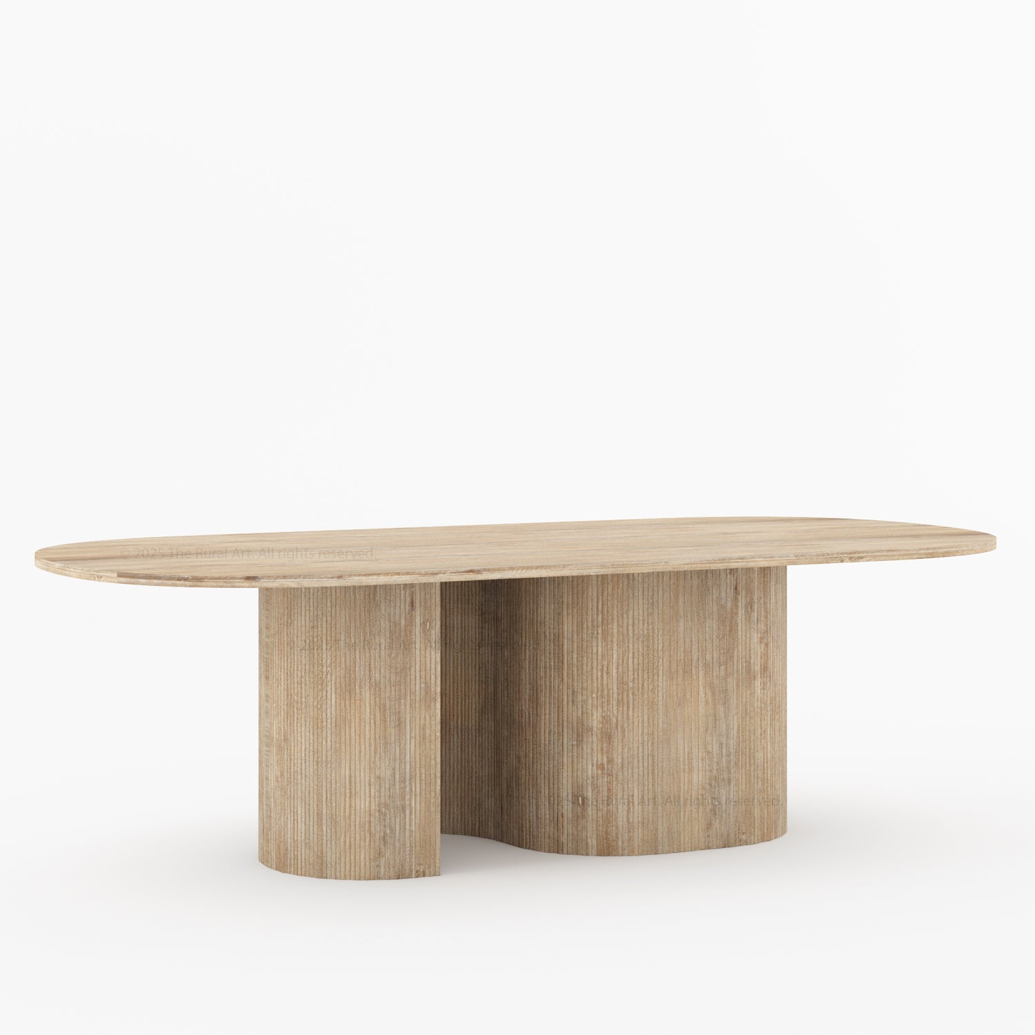Connersville Modern Stone Top Dining Table with Sculptural Fluted Pedestal Base