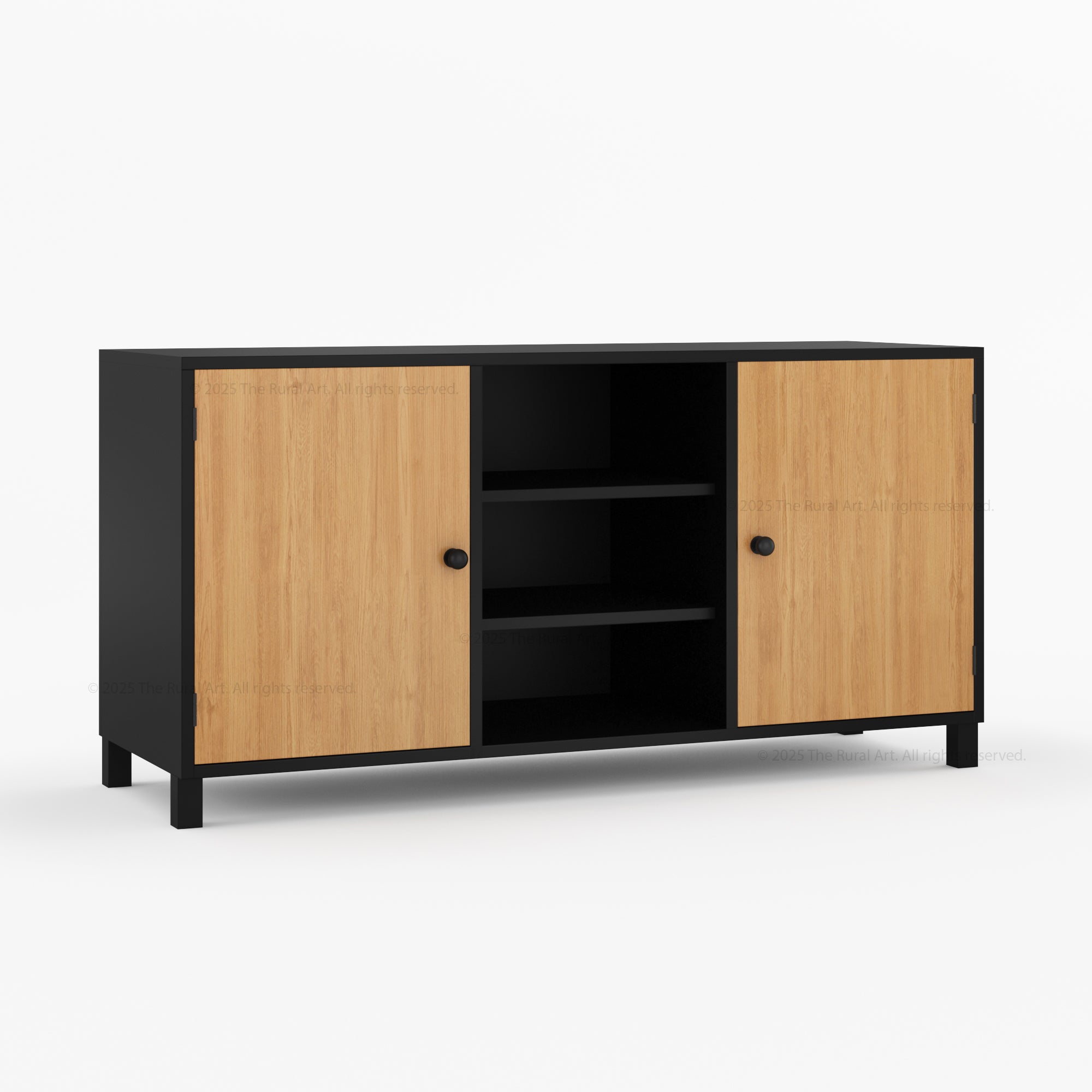 Ashland Real Wood Sideboard Buffet in Dual Tone Black Finish