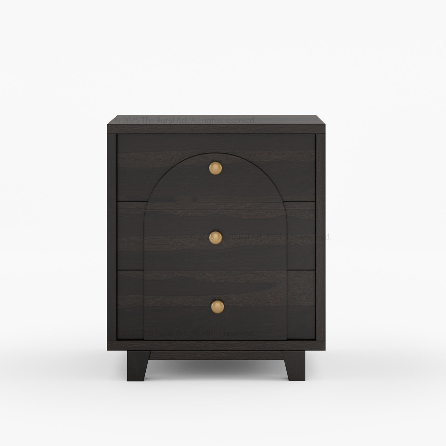 Livingston Solid Wood Nightstand with Arched Front &amp; Brass Knobs