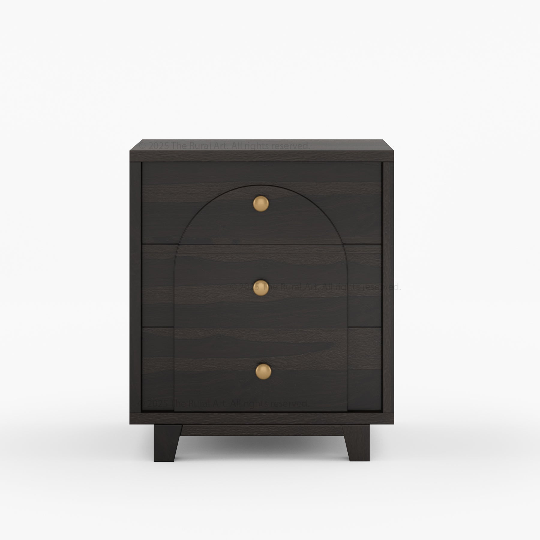 Livingston Solid Wood Nightstand with Arched Front &amp; Brass Knobs