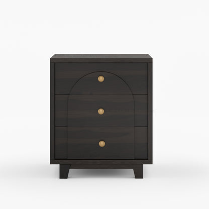 Livingston Solid Wood Nightstand with Arched Front &amp; Brass Knobs