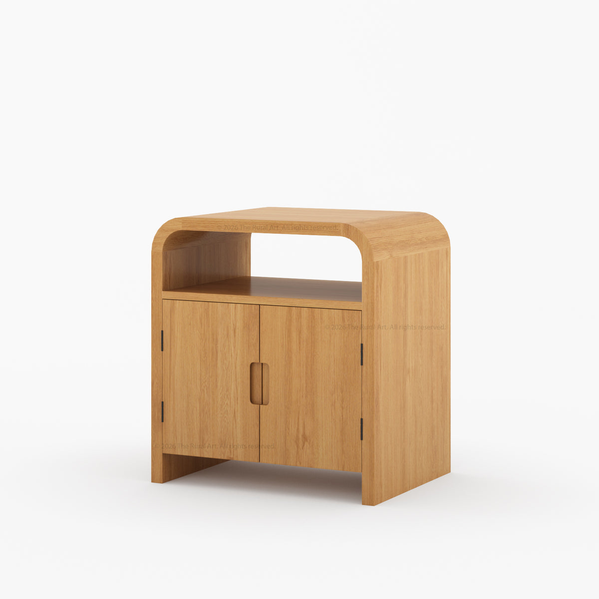 Chico Modern Solid Wood Two-Door Nightstand with Open Shelf