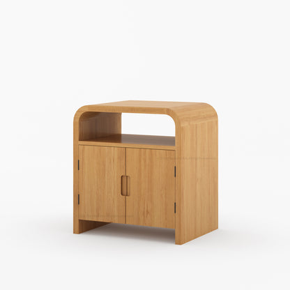 Chico Modern Solid Wood Two-Door Nightstand with Open Shelf