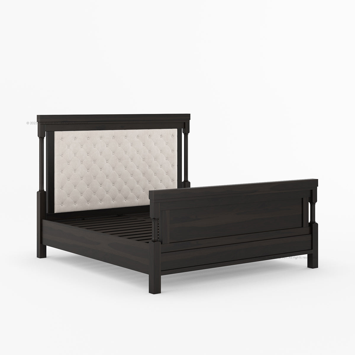 Verona Rustic Solid Wood Tall Headboard Upholstered Bed