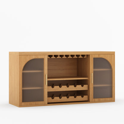 Shelbyville Arched Fluted-Glass Wine Bar Cabinet