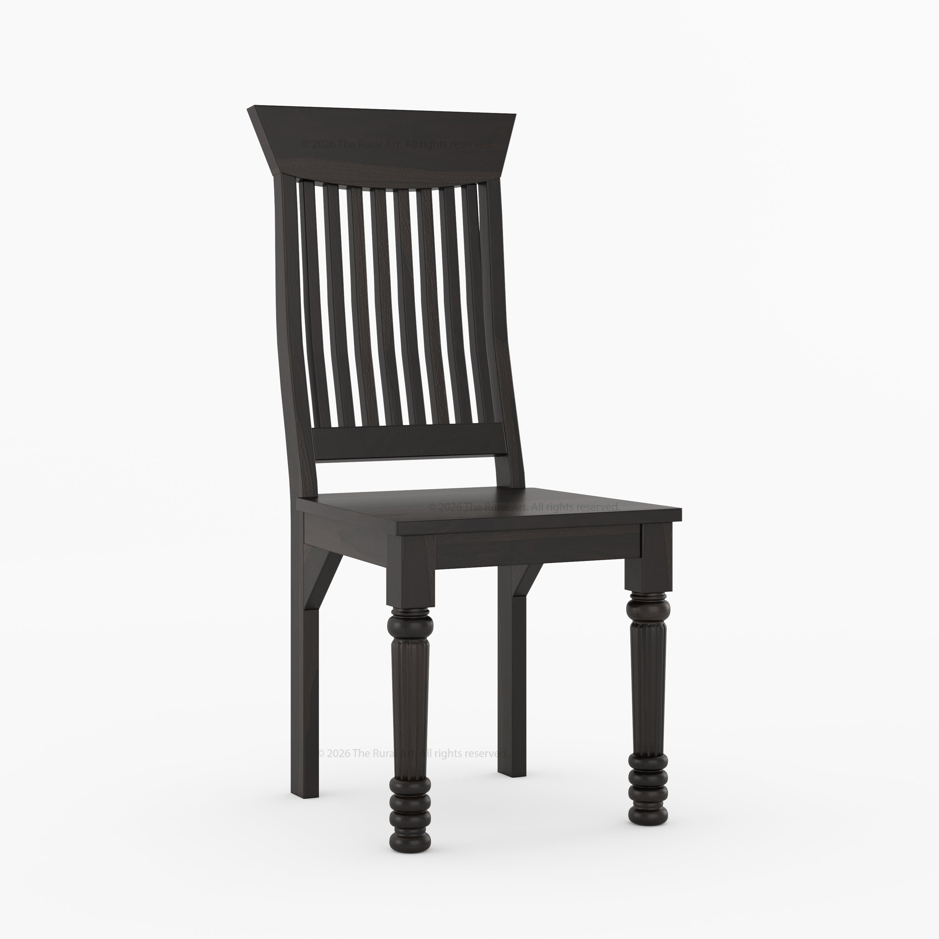Indiana Solid Wood Slat Back Dining Chair with Turned Fluted Legs