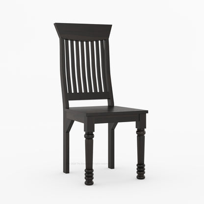 Indiana Solid Wood Slat Back Dining Chair with Turned Fluted Legs