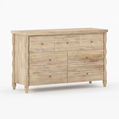 Jasper Solid Wood Dresser with Turned Legs &amp; Brass Knobs