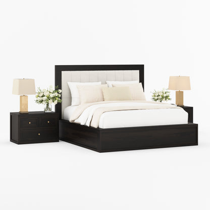 Seward Solid Wood Platform Bed with Boucle Upholstered Headboard