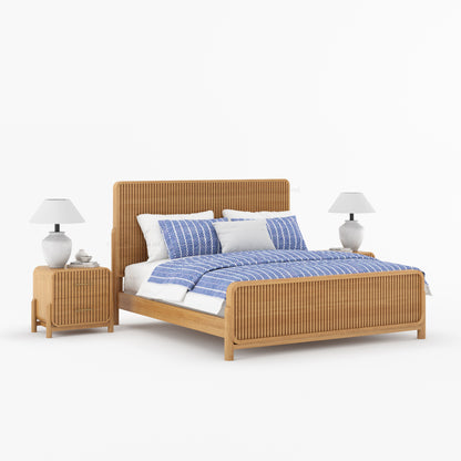 Lewes Fluted Wood 6-Piece Bedroom Set | Solid Wood Bed, Nightstands, Dresser, Mirror &amp; Bench