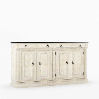 San Pedro Solid Wood Four Door Sideboard with Black Top