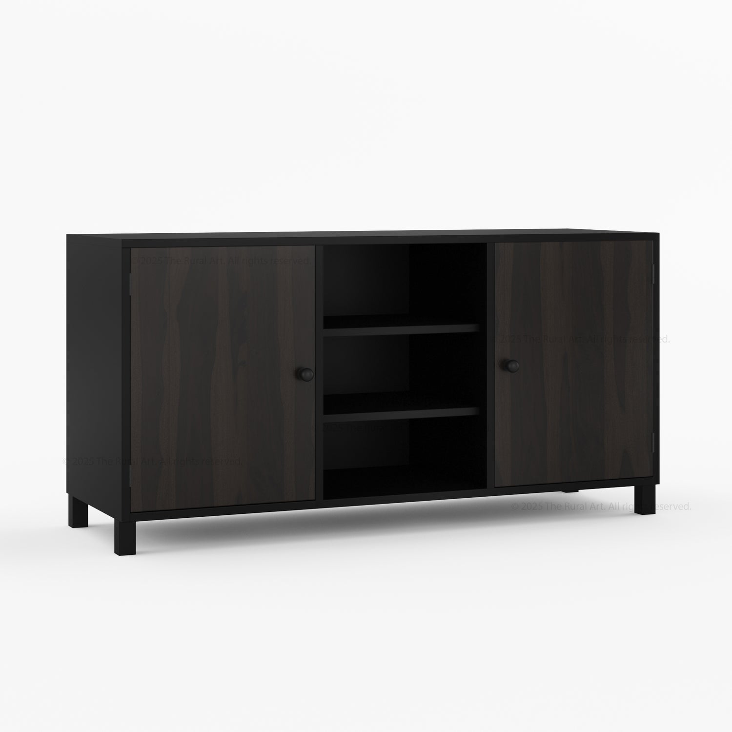 Ashland Real Wood Sideboard Buffet in Dual Tone Black Finish