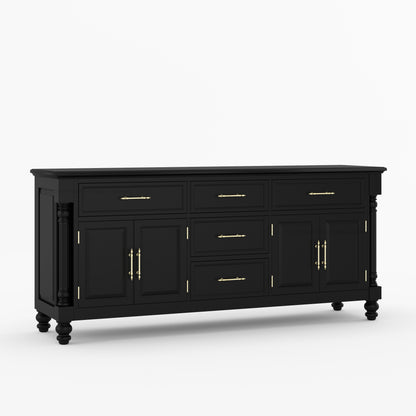 Indiana Traditional Solid Wood Sideboard with 5 Drawers and Cabinet Storage