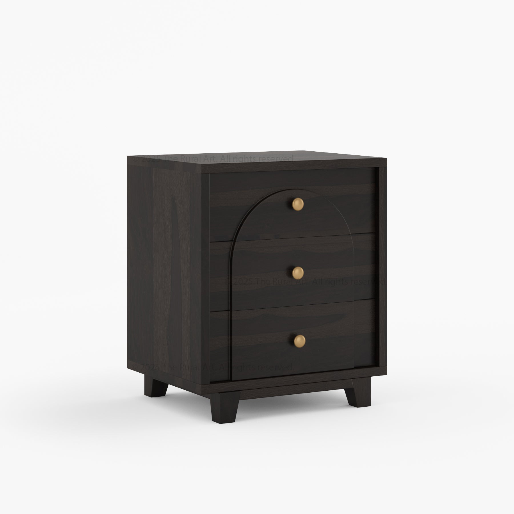 Livingston Solid Wood Nightstand with Arched Front &amp; Brass Knobs