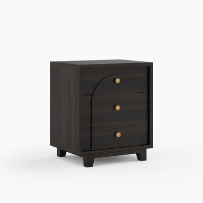Livingston Solid Wood Nightstand with Arched Front &amp; Brass Knobs