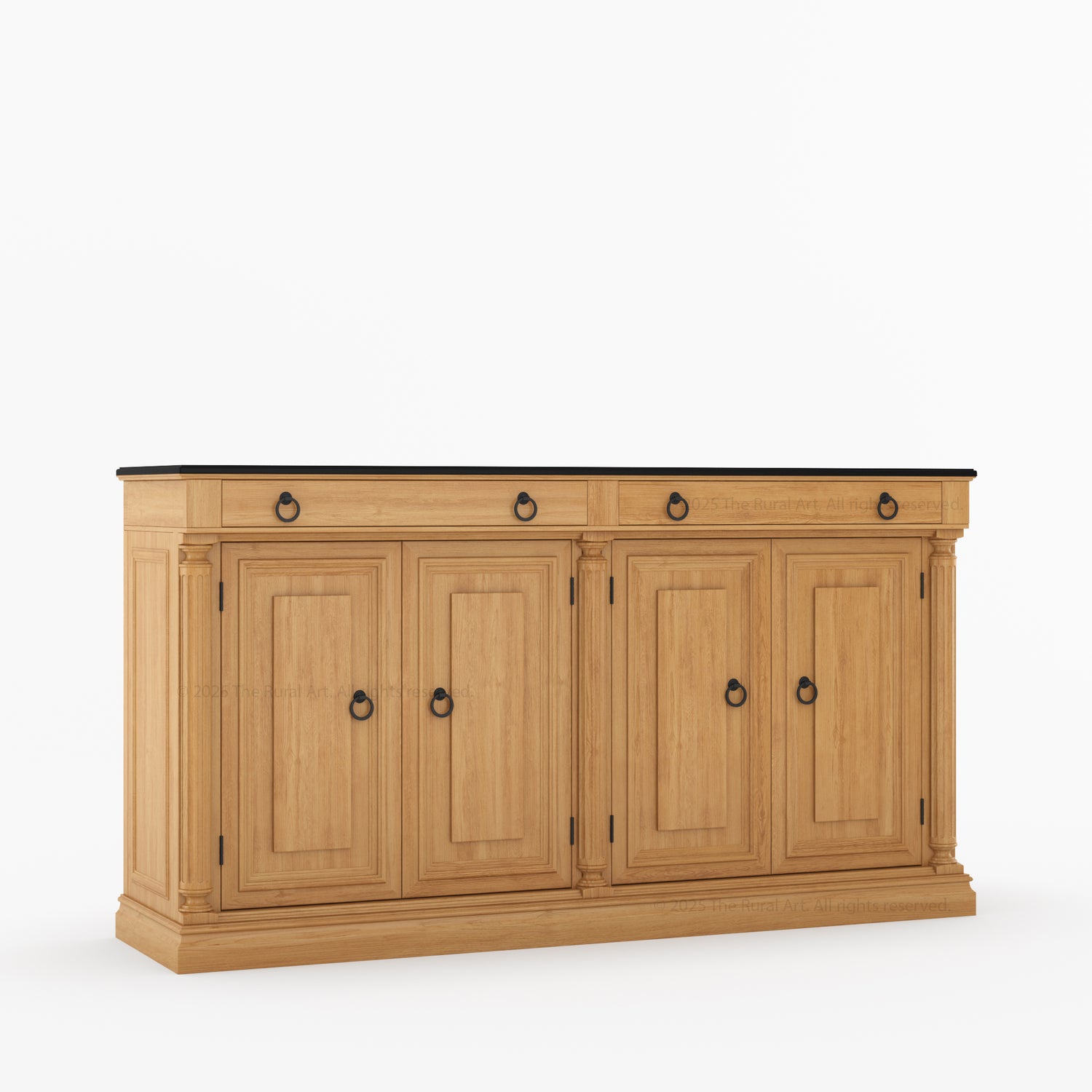 San Pedro Solid Wood Four Door Sideboard with Black Top