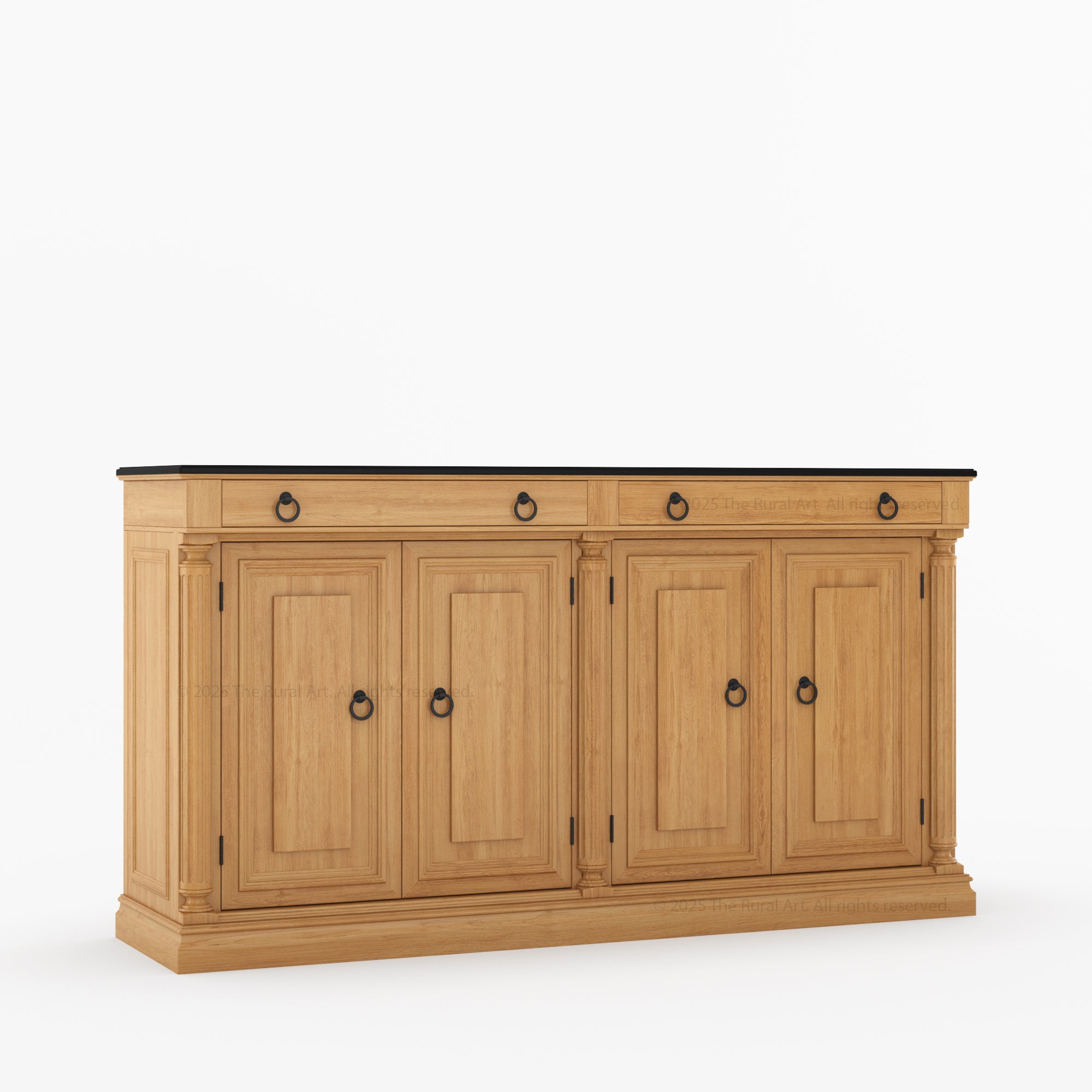 San Pedro Solid Wood Four Door Sideboard with Black Top