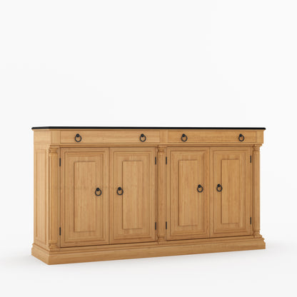 San Pedro Solid Wood Four Door Sideboard with Black Top