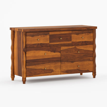 Jasper Solid Wood Dresser with Turned Legs &amp; Brass Knobs