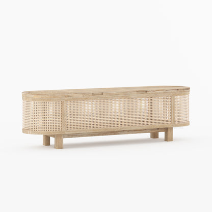 Davis Solid Wood &amp; Cane Storage Bench