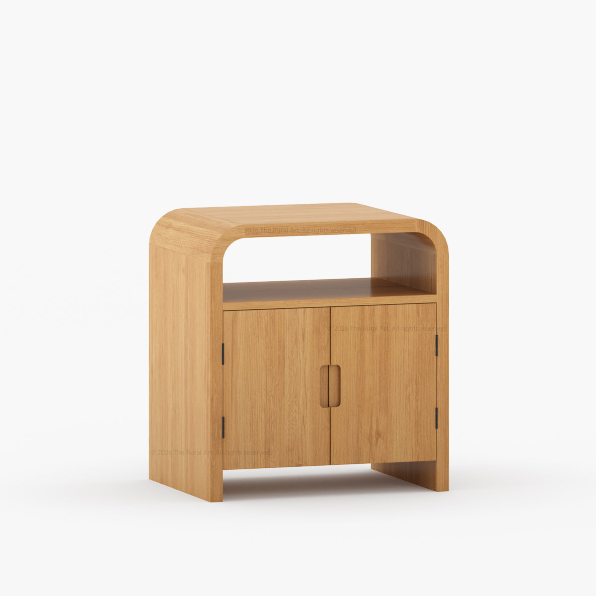 Chico Modern Solid Wood Two-Door Nightstand with Open Shelf